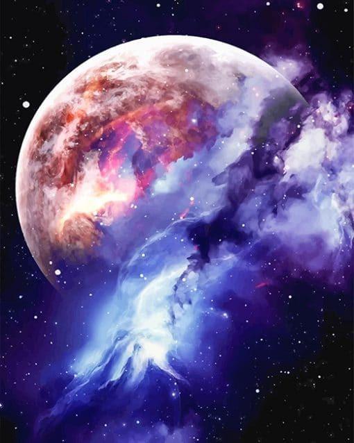 Planeta y Nube de Gas Nebulosa Pintar por Números