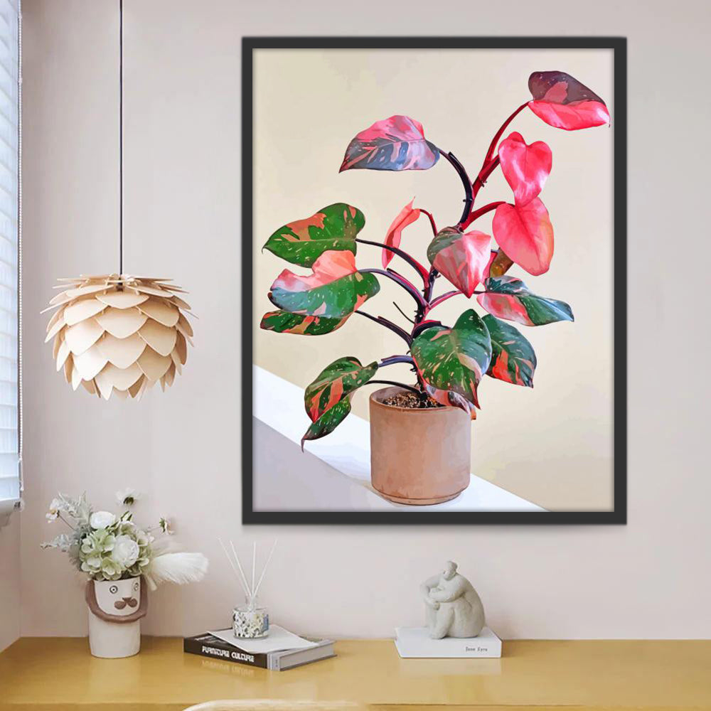 Planta de Hojas de Colores Diferentes en Maceta Pintar por Números