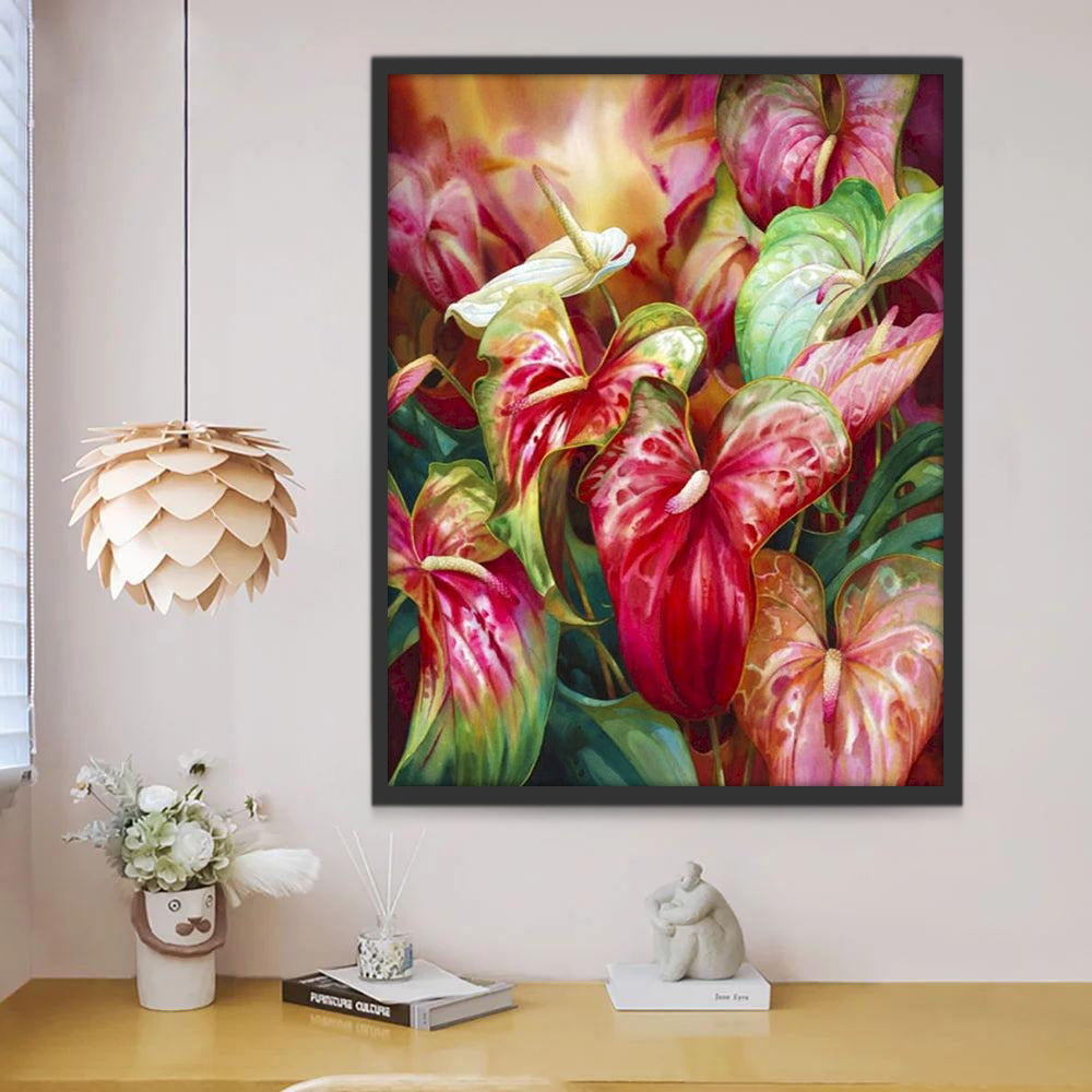 Plantas de Anturio de Color Rojo y Verde de Cerca Pintar por Números