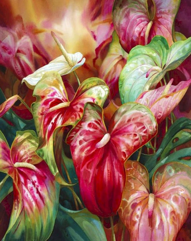 Plantas de Anturio de Color Rojo y Verde de Cerca Pintar por Números
