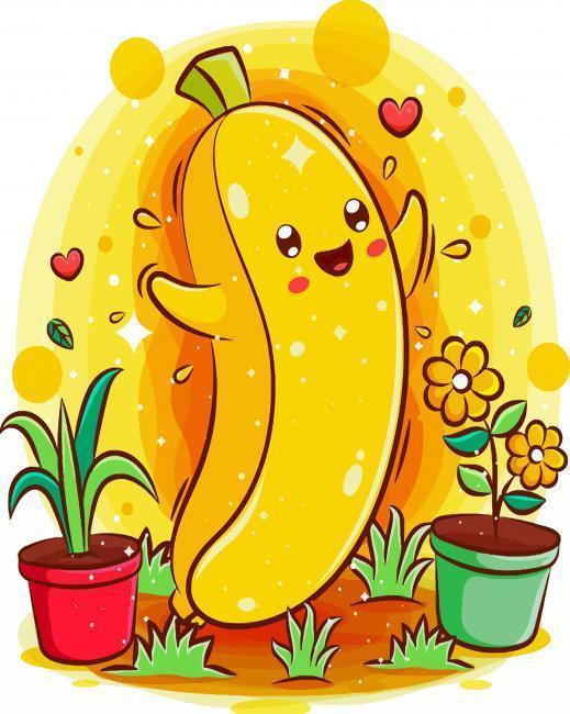 Plátano Adorable y Macetas de Plantas Pintar por Números Niños