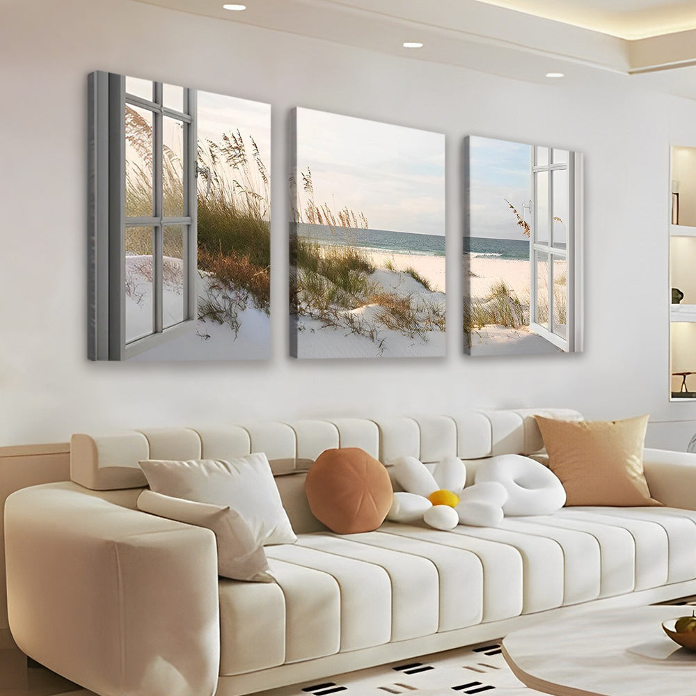 Playa Blanca y Ventana Abierta 3 Partes Pintar por Números