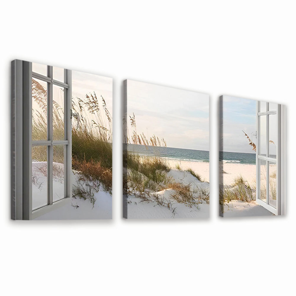 Playa Blanca y Ventana Abierta 3 Partes Pintar por Números
