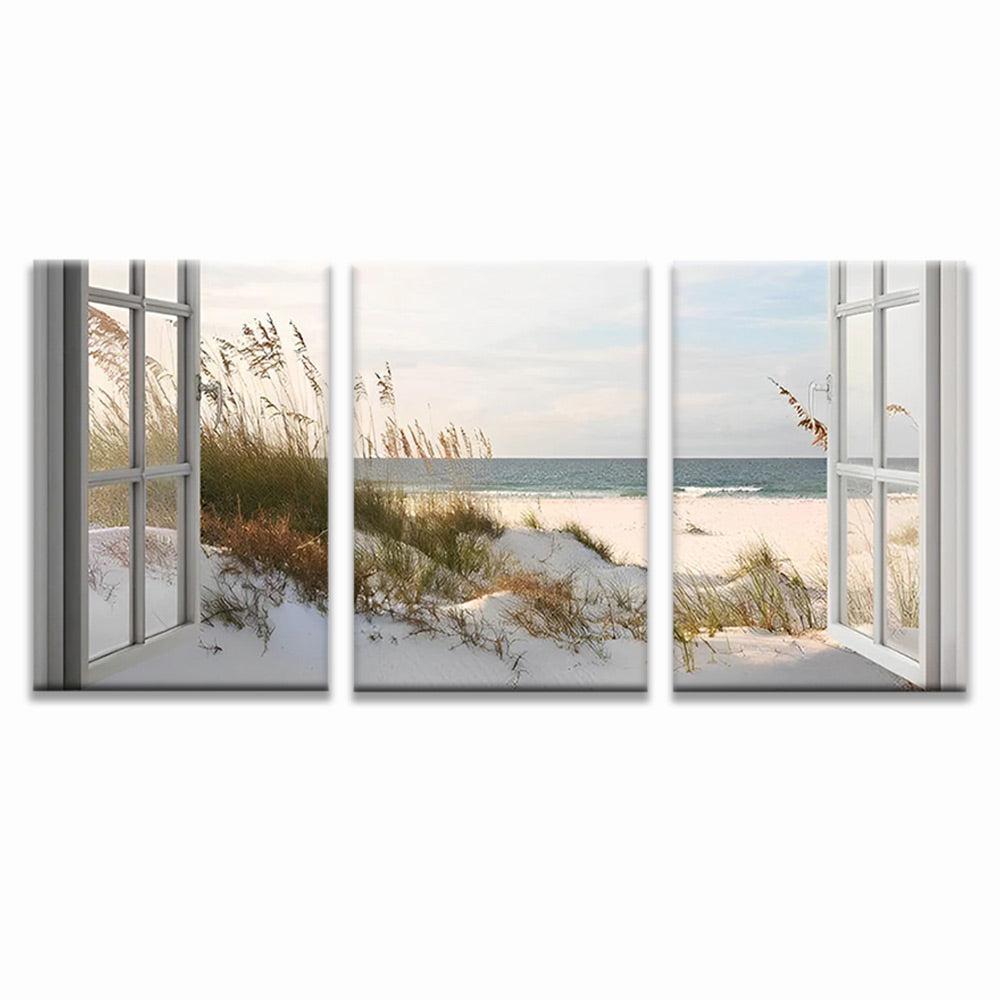 Playa Blanca y Ventana Abierta 3 Partes Pintar por Números