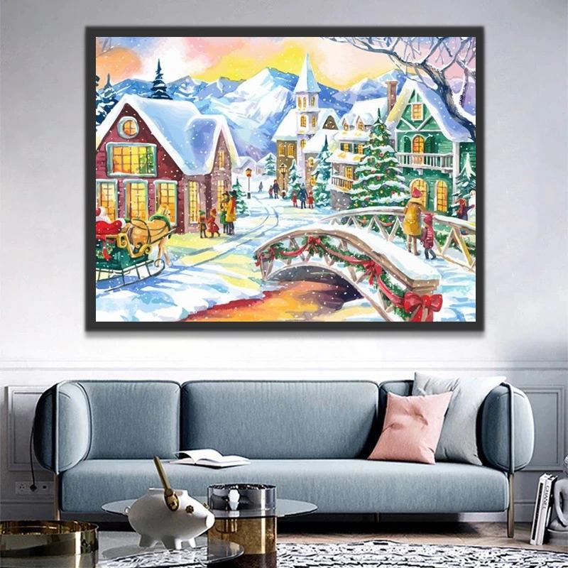 Pueblo Celebrando la Navidad Pintar por Números