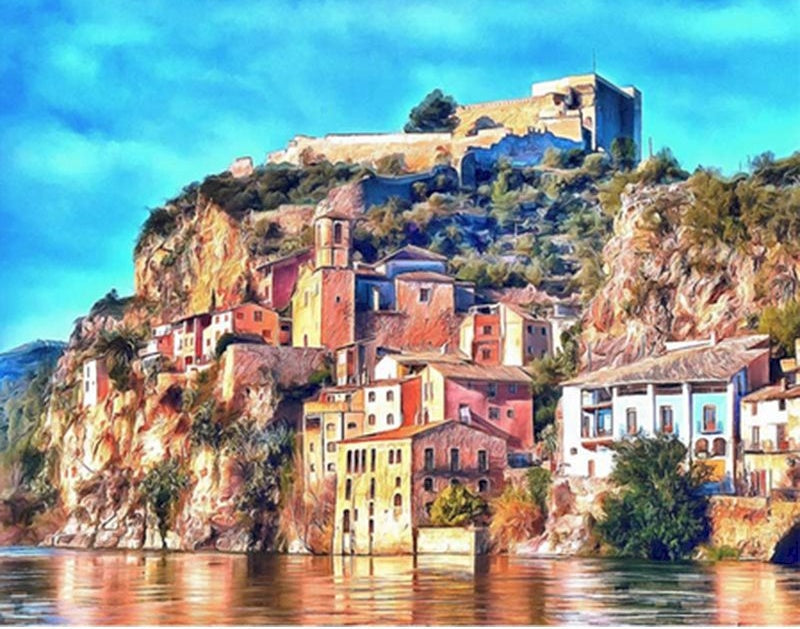Pueblo de Montaña al Lado de Río Pintar por Números
