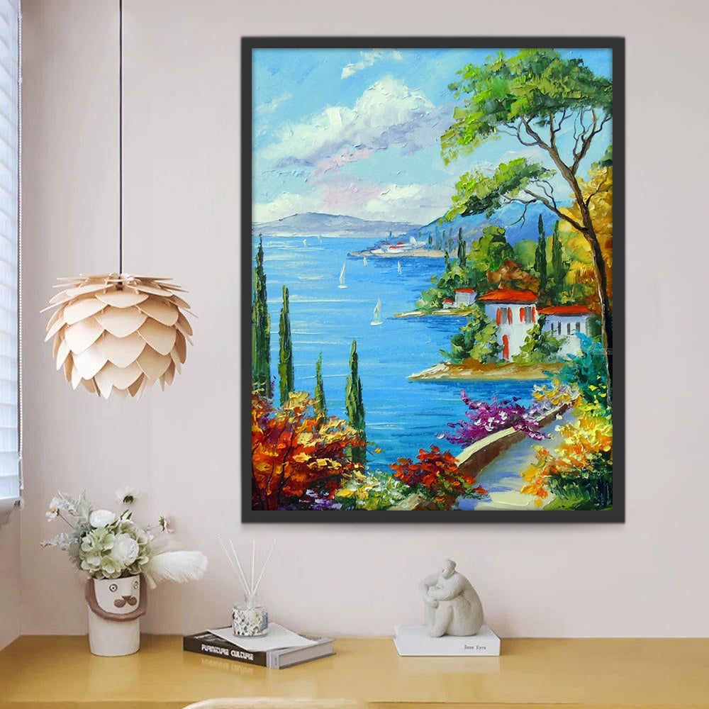 Pueblo Hermoso en la Costa Pintar por Números