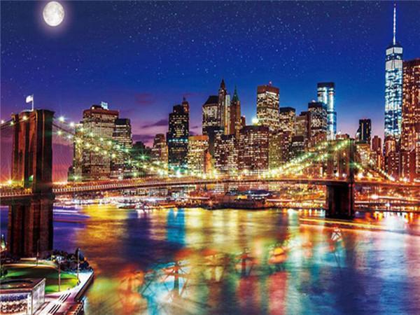Puente Brooklyn con la Luz de la Luna Pintar por Números