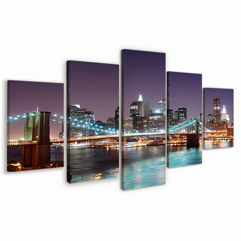 Puente Brooklyn por la Noche 5 Partes Pintar por Números