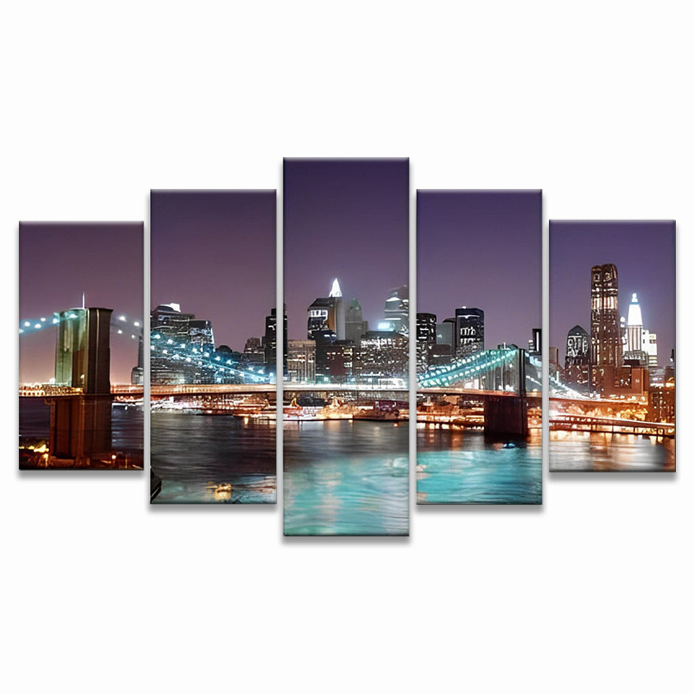 Puente Brooklyn por la Noche 5 Partes Pintar por Números