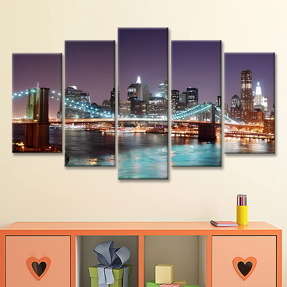 Puente Brooklyn por la Noche 5 Partes Pintar por Números