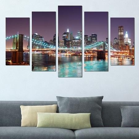 Puente de Brooklyn y El Río Este 5 Partes Pintar por Números