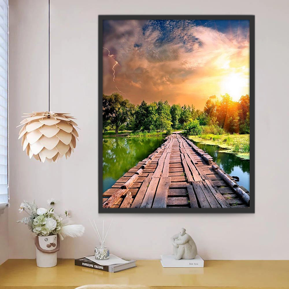 Puente de Madera sobre Agua Pintar por Números