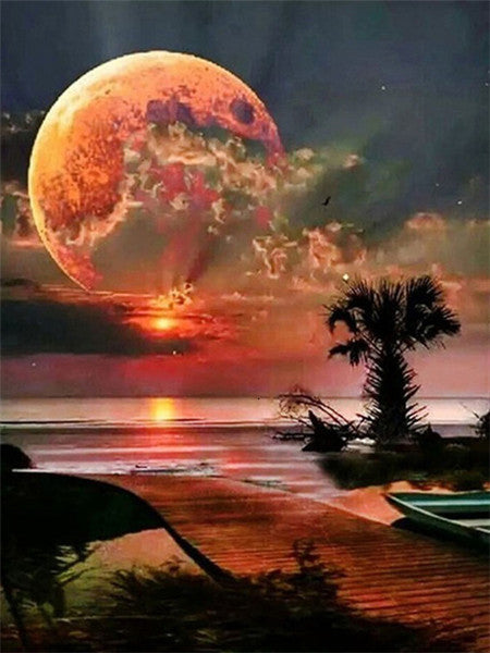 Puente de Madera y la Luna Llena Pintar por Números