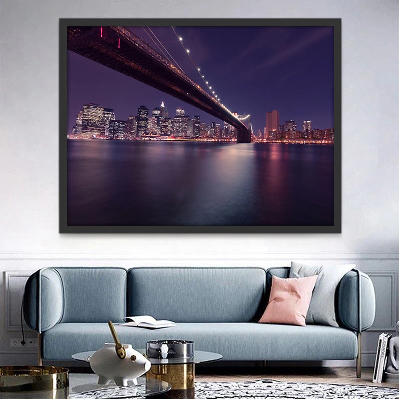 Puente Largo y Ciudad en la Noche Pintar por Números