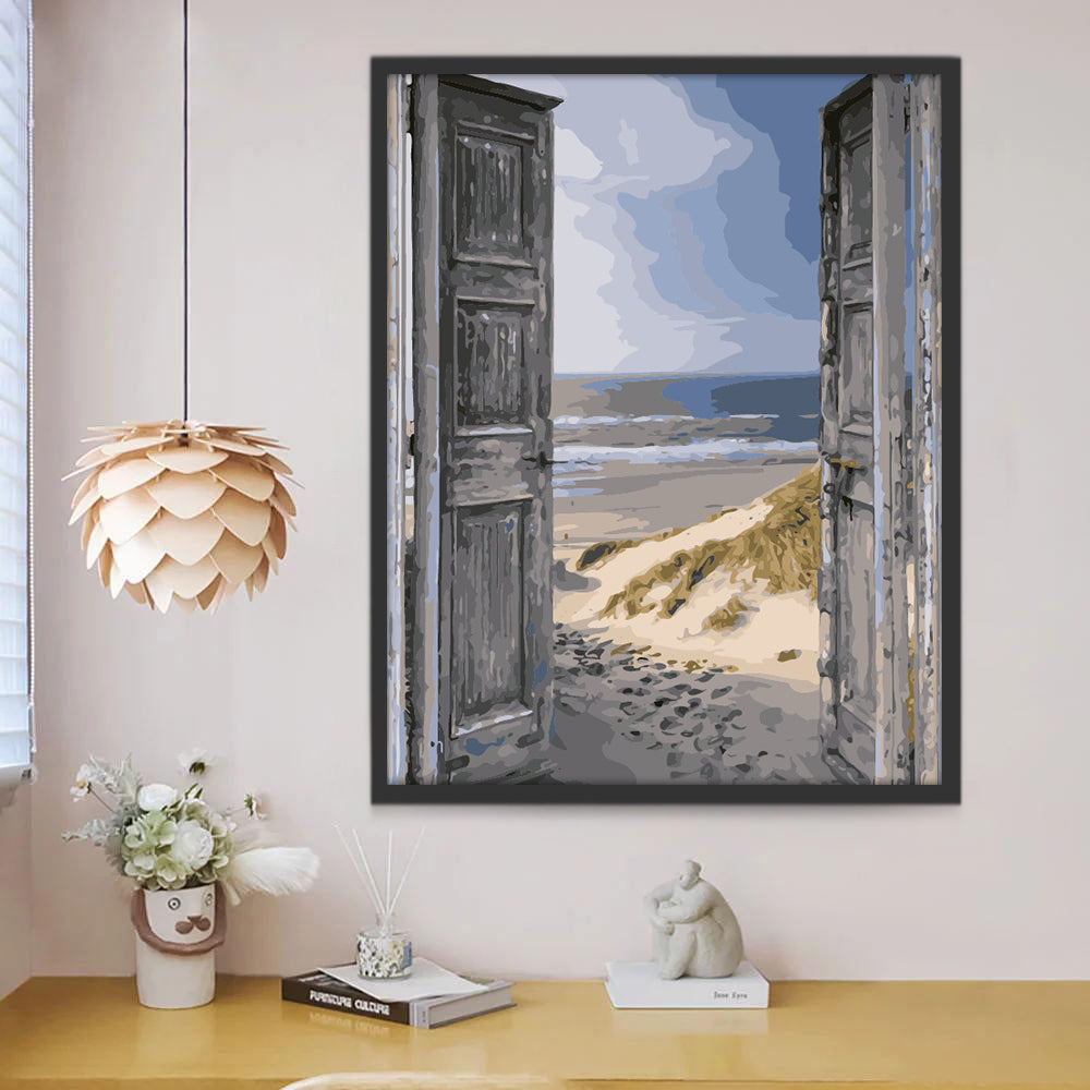 Puerta Abierta de Madera en el Desierto Pintar por Números