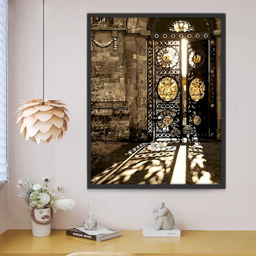 Puerta Antigua de Hierro al Sol Pintar por Números