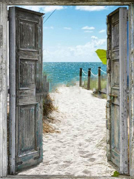 Puerta de Madera y Arena de Playa Pintar por Números
