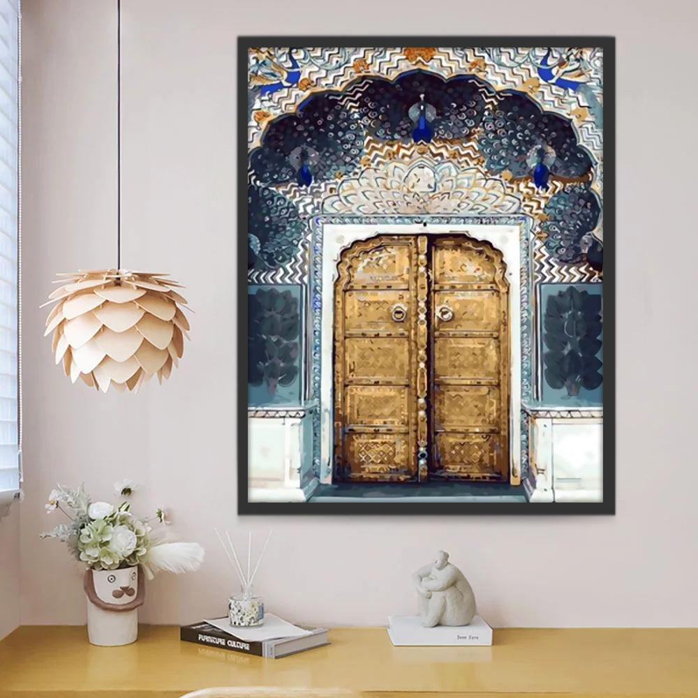 Puerta Dorada en la Pared Hermosa Pintar por Números