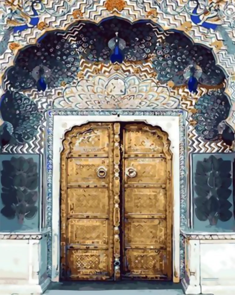 Puerta Dorada en la Pared Hermosa Pintar por Números