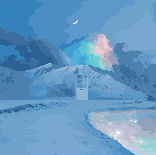 Puerta y Montañas a la Luz de la Luna Pintar por Números Niños
