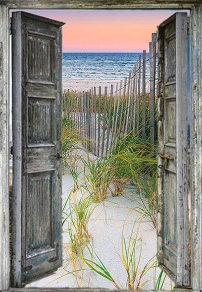 Puerta y Plantas Verdes en la Playa Pintar por Números