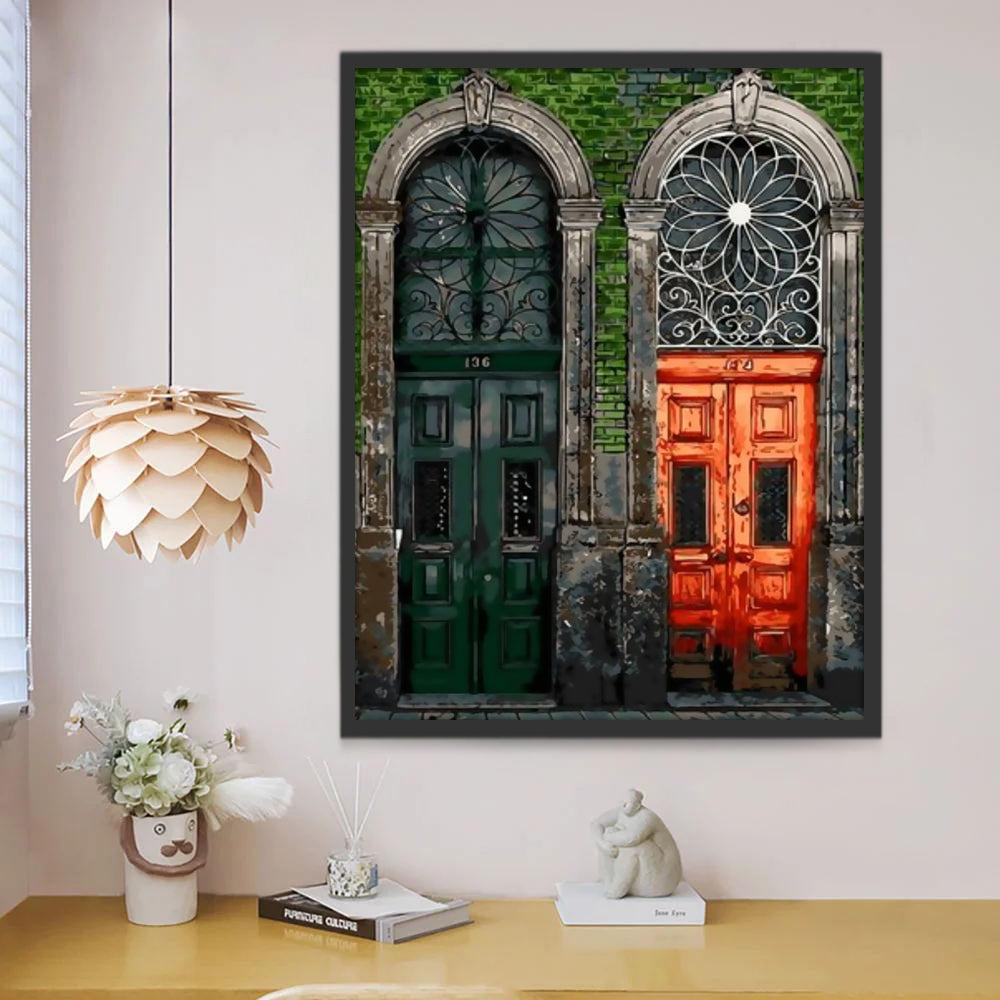 Puertas en la Pared Verde Pintar por Números