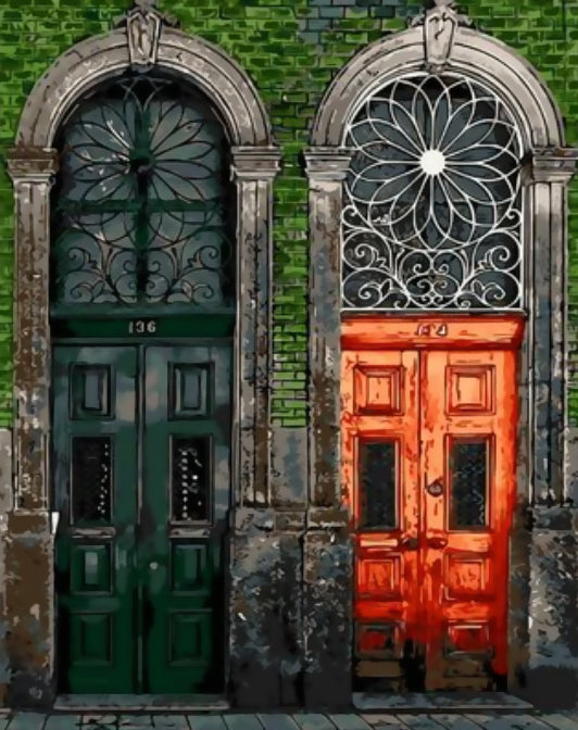 Puertas en la Pared Verde Pintar por Números