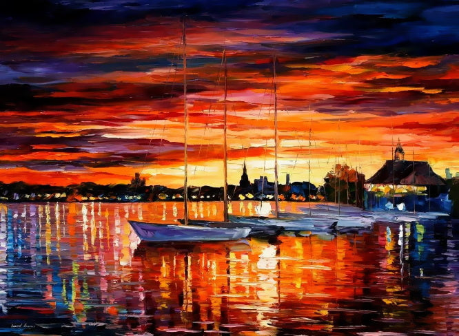 Puerto con Barcos al Atardecer Pintar por Números