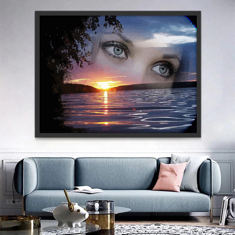 Puesta del Sol con los Ojos de Mujer Pintar por Números