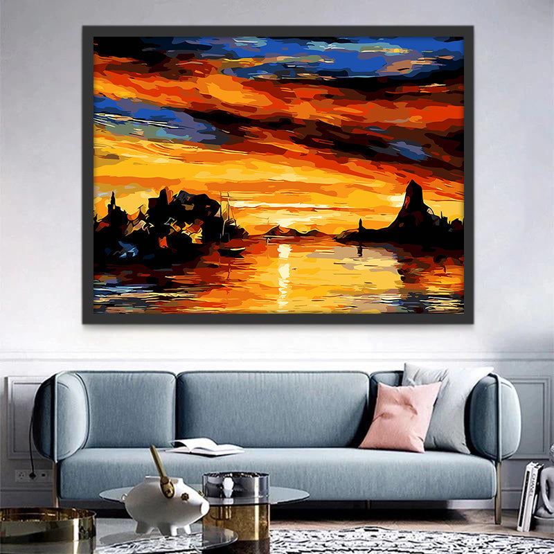 Puesta del Sol sobre Mar Pintar por Números