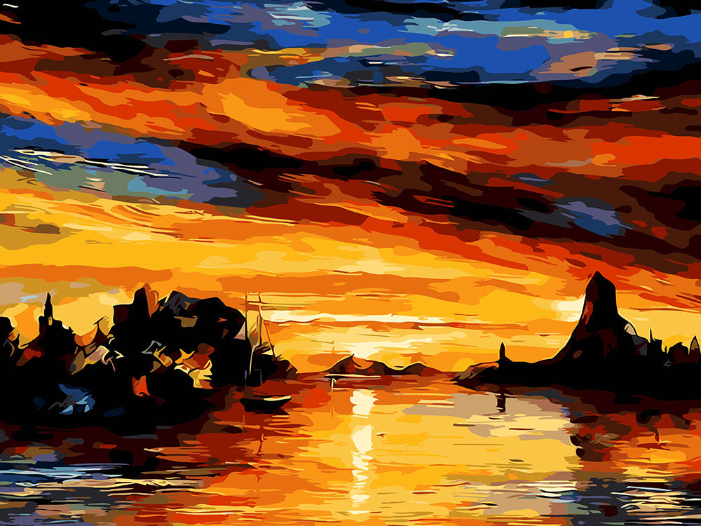 Puesta del Sol sobre Mar Pintar por Números