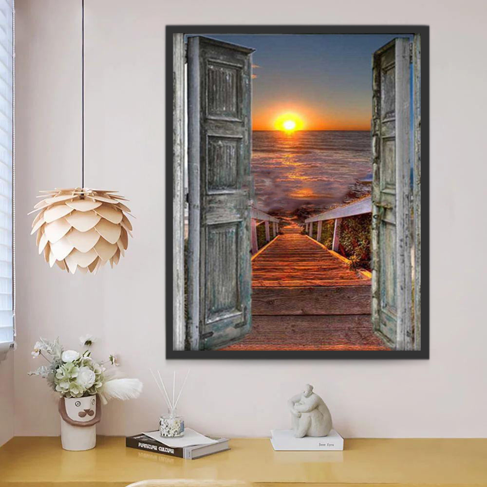 Puesta del Sol y Puerta y Escalera Pintar por Números