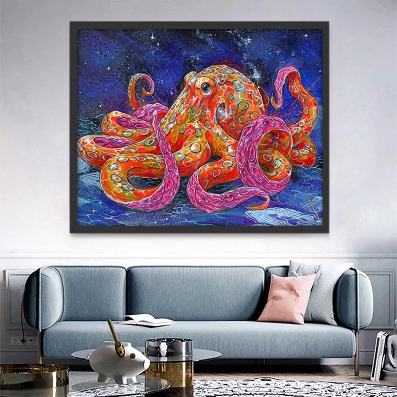Pulpo de Anillos Azules en el Fondo Marino Pintar por Números