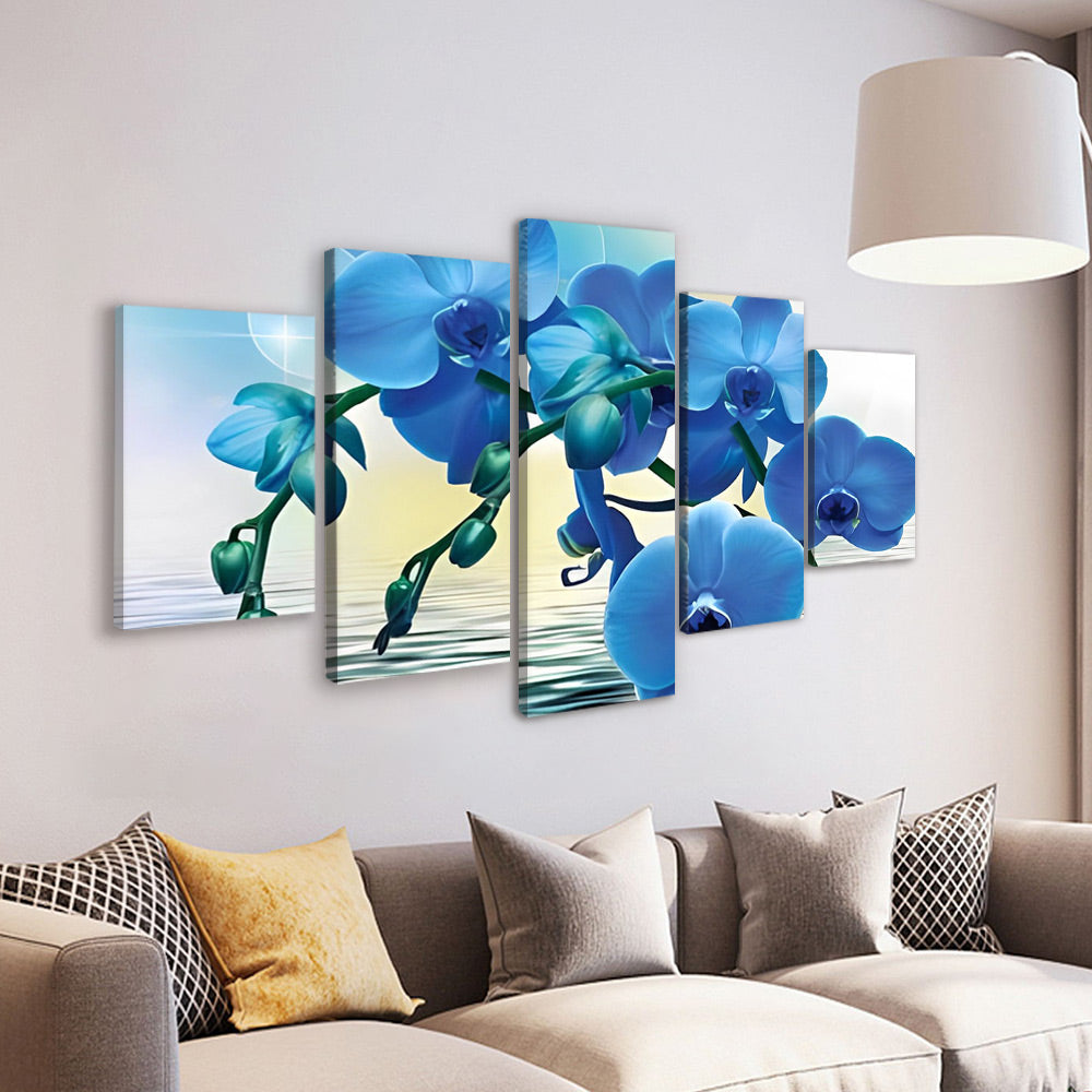 Ramas de Orquídea Azul sobre Agua 5 Partes Pintar por Números