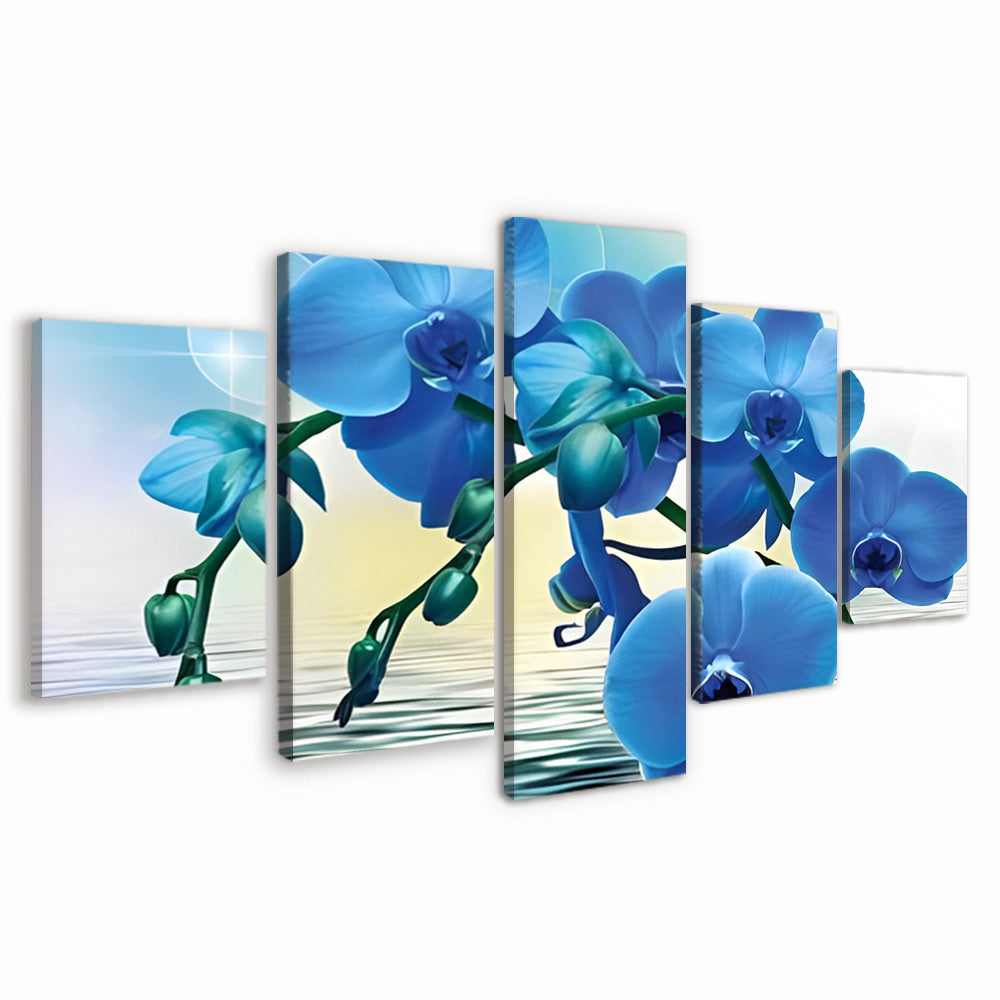 Ramas de Orquídea Azul sobre Agua 5 Partes Pintar por Números