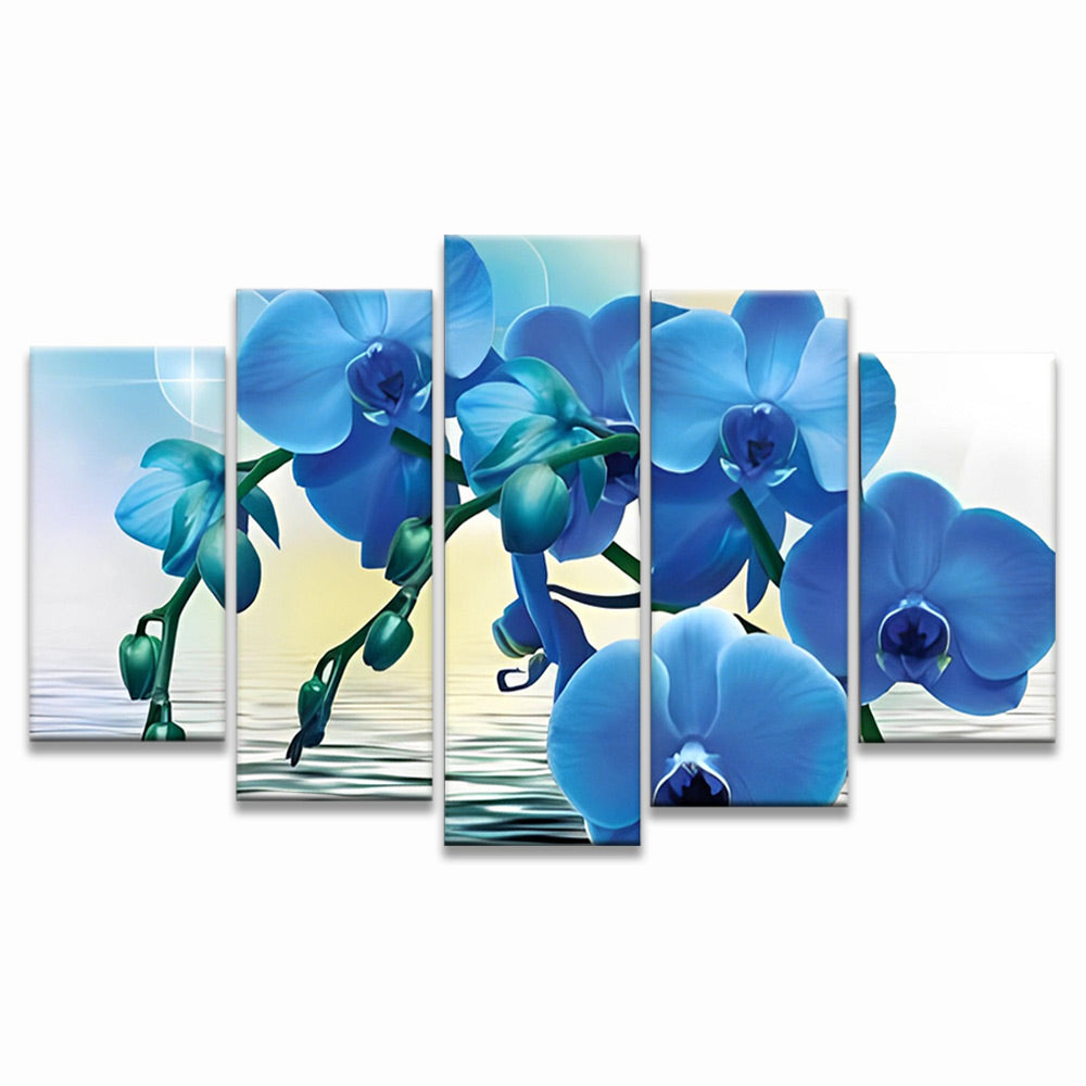 Ramas de Orquídea Azul sobre Agua 5 Partes Pintar por Números
