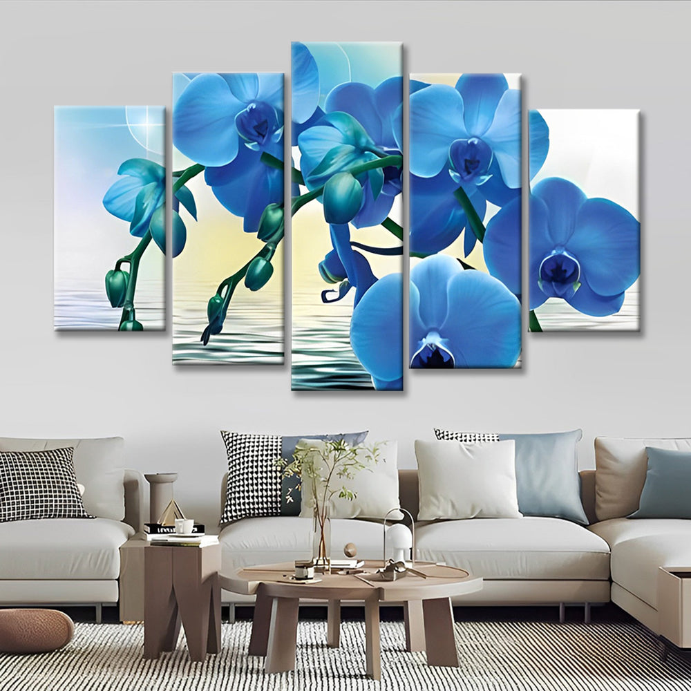 Ramas de Orquídea Azul sobre Agua 5 Partes Pintar por Números