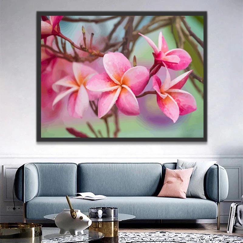 Ramas de Plumerias Rubras con Gotas de Agua Pintar por Números