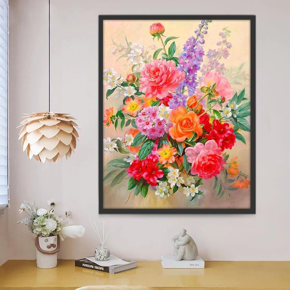 Ramo Bonito de Flores Coloridas de Tipos Diversos Pintar por Números