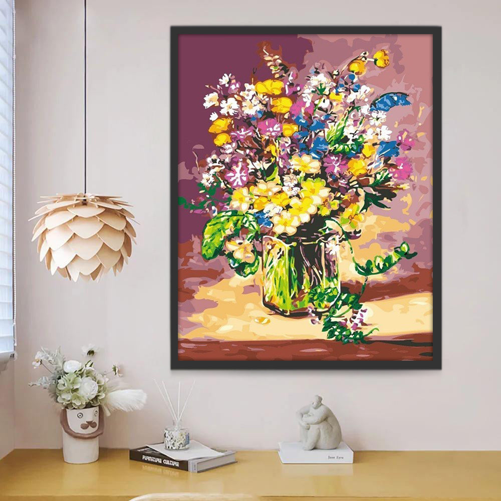 Ramo de Flores Coloridas en Florero al Sol Pintar por Números