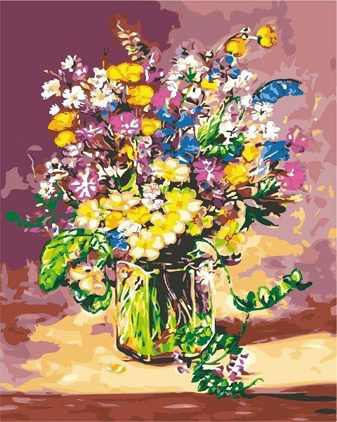 Ramo de Flores Coloridas en Florero al Sol Pintar por Números
