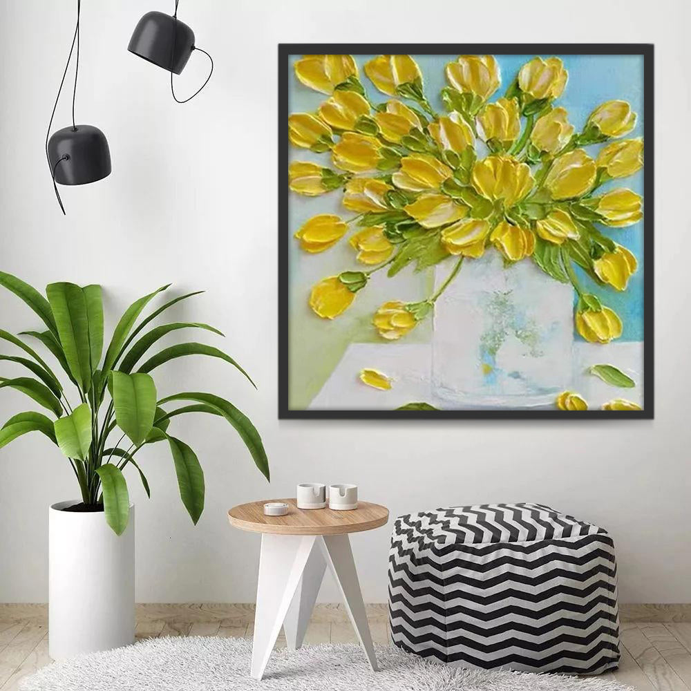 Ramo de Tulipán Amarillo en Florero Pintar por Números