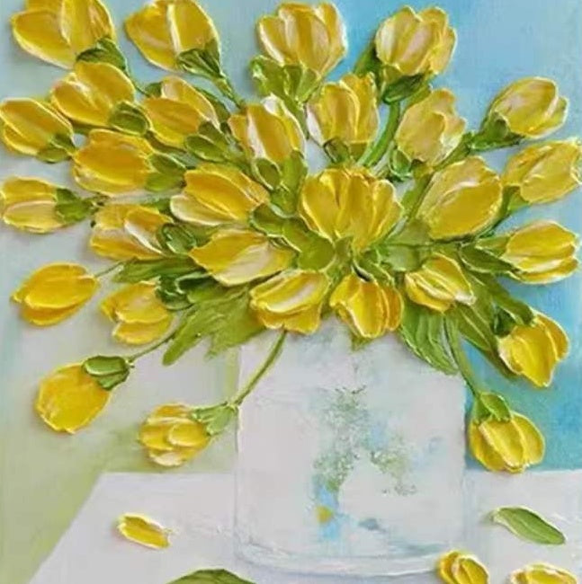 Ramo de Tulipán Amarillo en Florero Pintar por Números