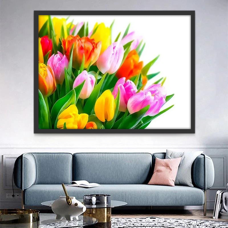 Ramo de Tulipán de Colores Diferentes Pintar por Números
