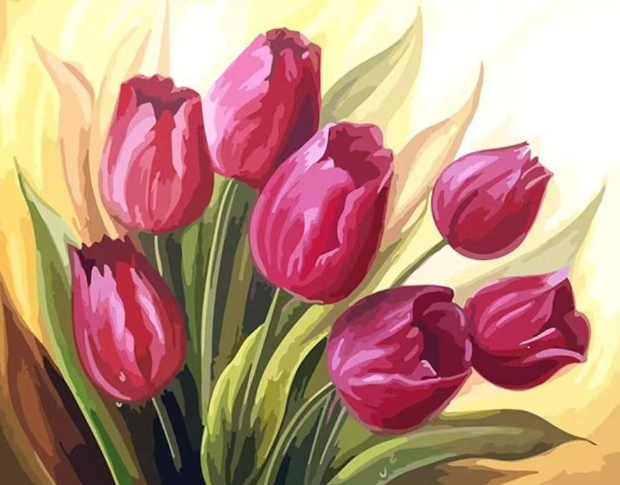 Ramo de Tulipán Morado Oscuro Pintar por Números