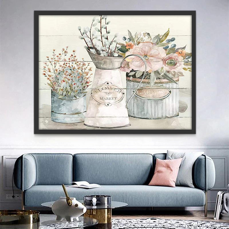 Ramos de Flores y Ramas Florales en Floreros Pintar por Números