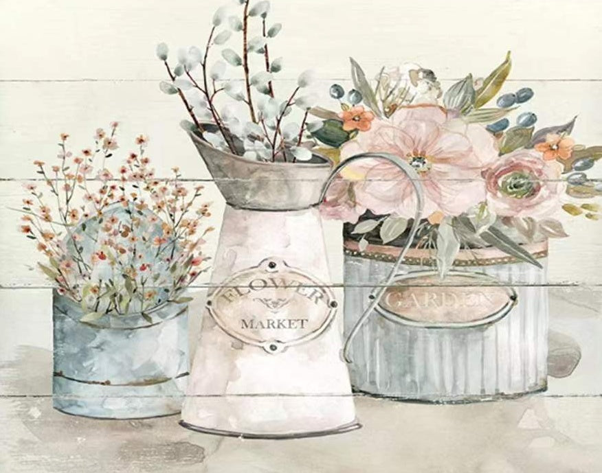 Ramos de Flores y Ramas Florales en Floreros Pintar por Números