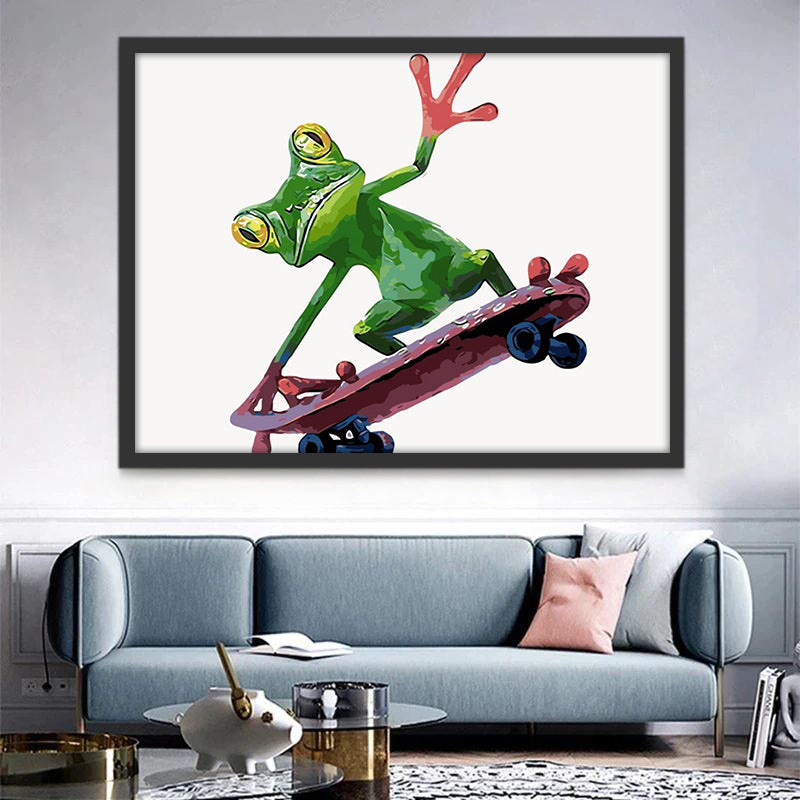 Rana Jugando al Skateboard Pintar por Números