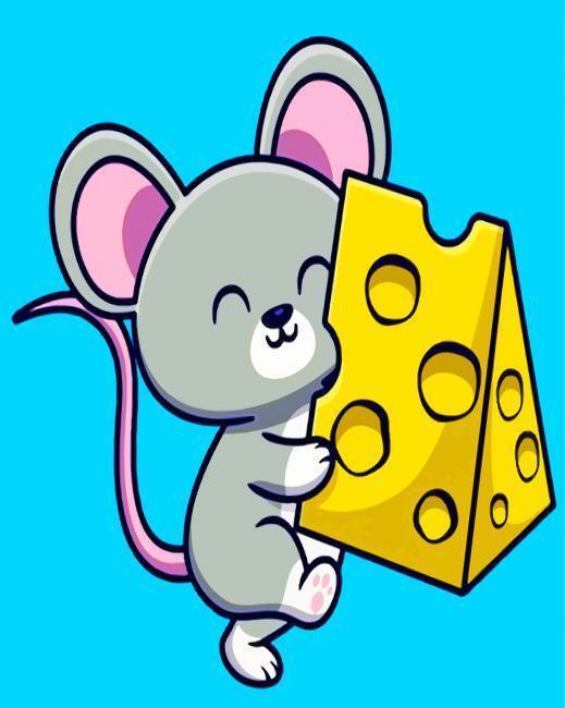 Ratón Lindo Abrazando un Queso Pintar por Números Niños
